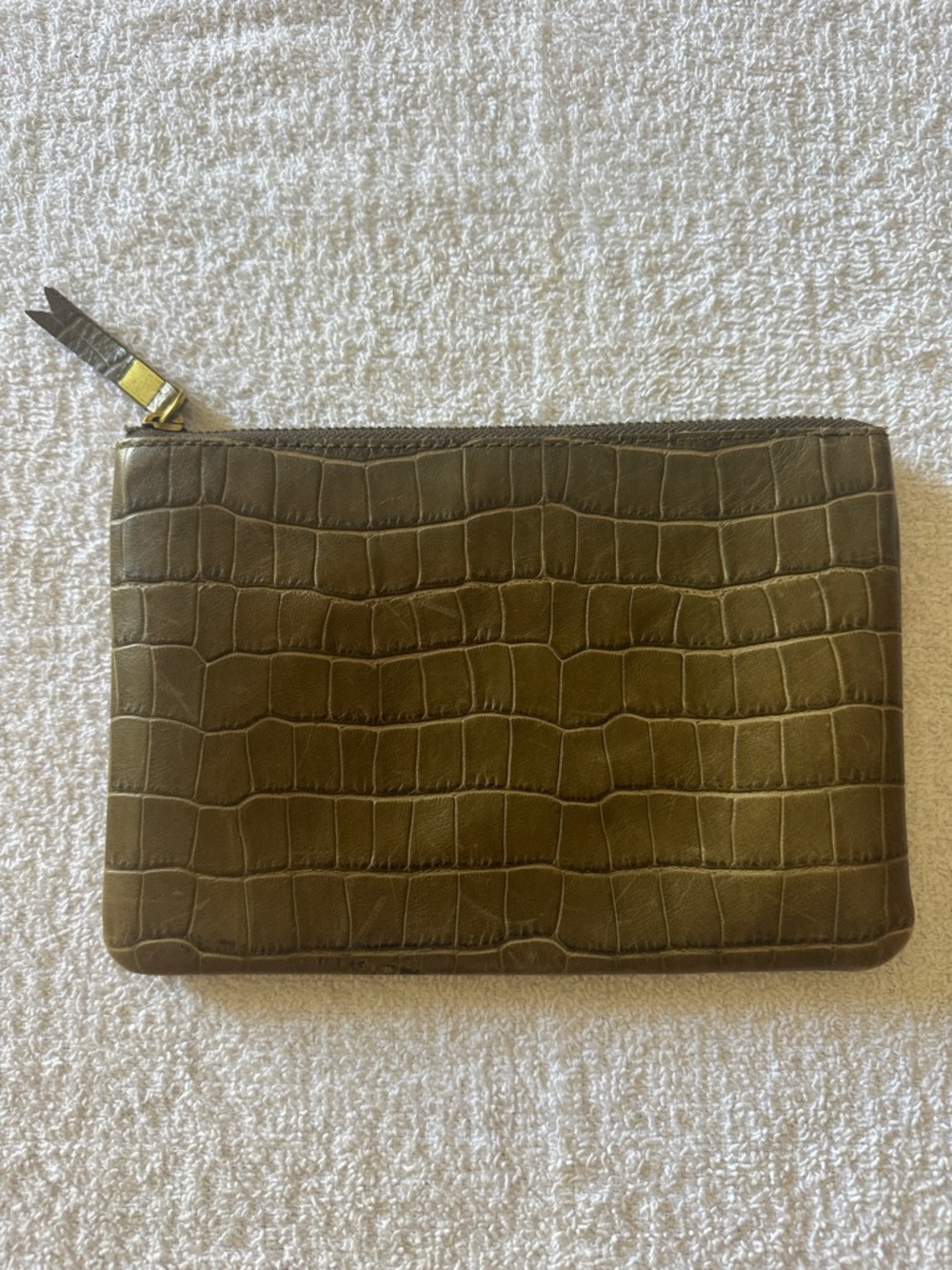 Madewell Croc Embossed Zip Pouch Wallet in Olive Green - Picture 6 of 12